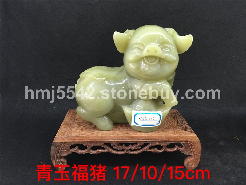 天然阿富汗青玉福猪玉雕摆件