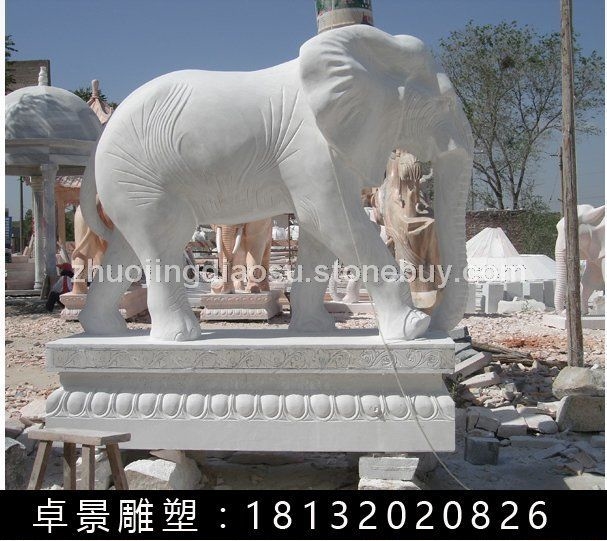 大象石雕，汉白玉大象雕塑