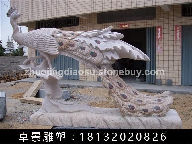 孔雀石雕，大理石孔雀雕塑