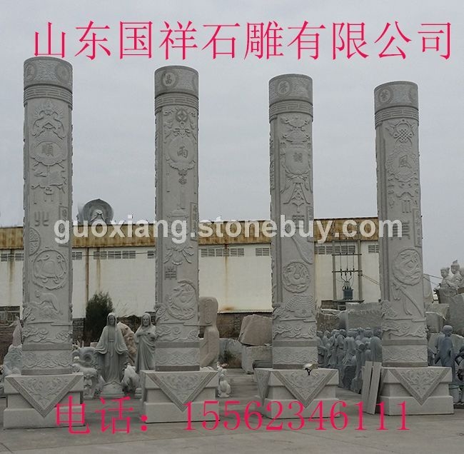 石雕龙柱 园林龙柱 仿古石雕盘龙柱 大型公司园林盘龙柱