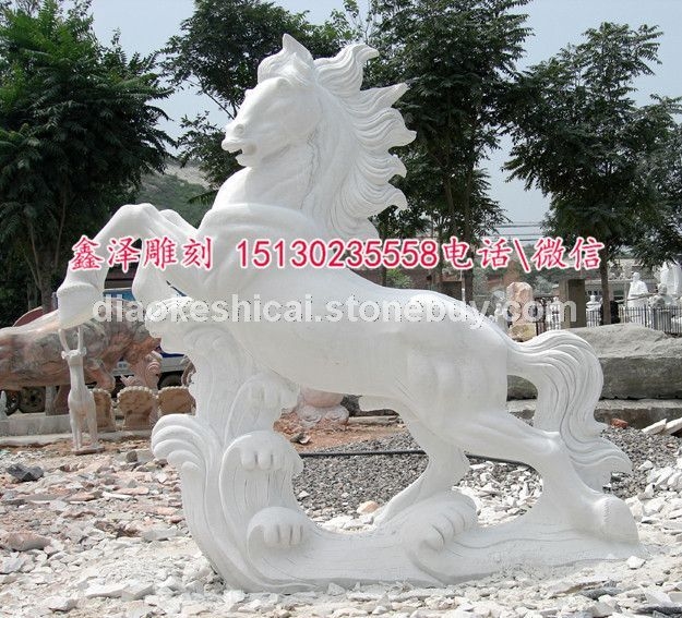 鑫泽雕刻 厂供应石雕马大理石汉白玉精品马户外动物雕塑