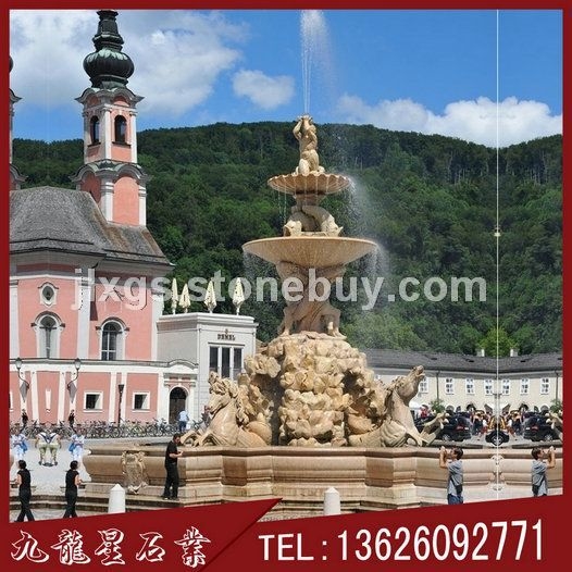米黄水钵 庭院喷水池  欧式石雕喷泉