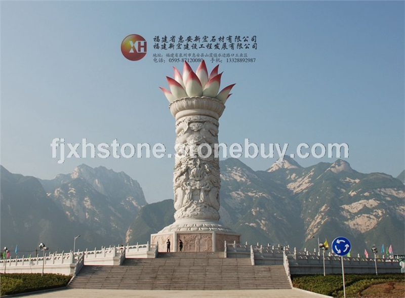 西安華山寶蓮燈石雕龍柱工程