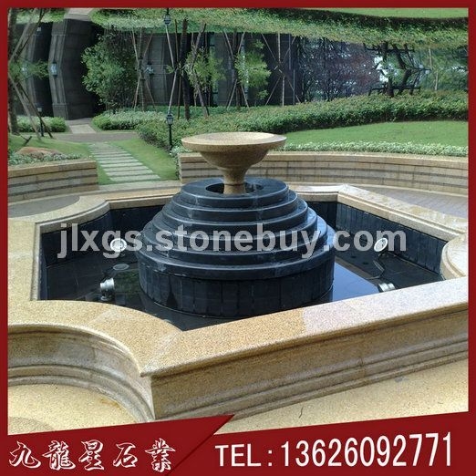 景观水钵 石雕水钵喷泉 黄锈石喷泉