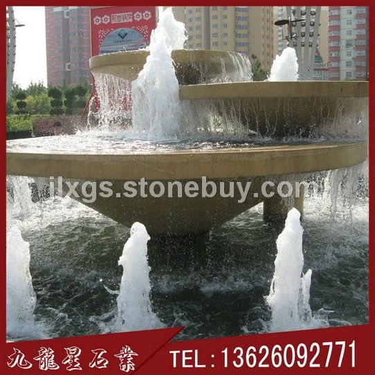 黄锈石水钵 石材水钵 景观喷泉雕塑