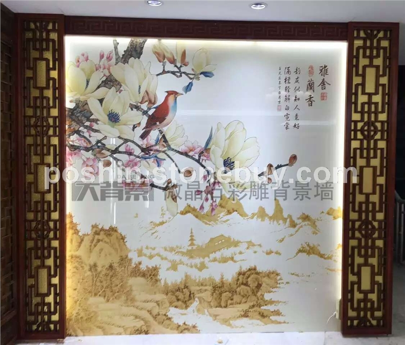 通体微晶石彩雕背景