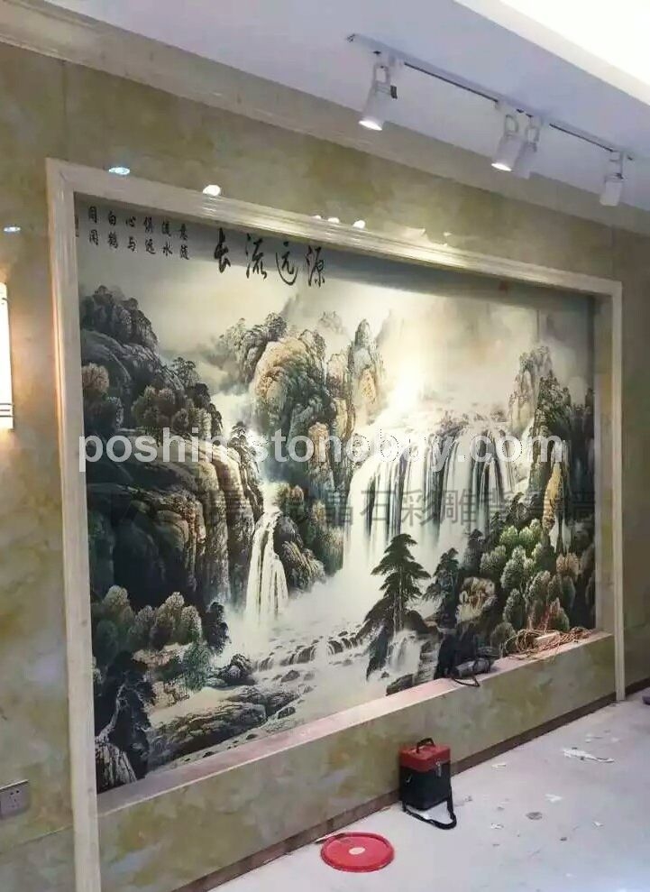 通體微晶石彩雕背景
