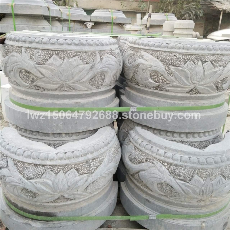 石雕包皮柱 空心柱脚石 空心柱基石