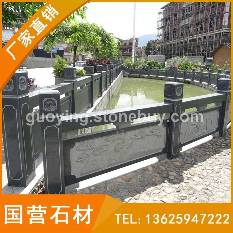芝麻黑深灰麻雕刻欄桿石