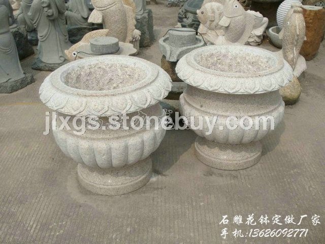 福建石雕花盆 黄锈石花钵厂家 景观石花盆