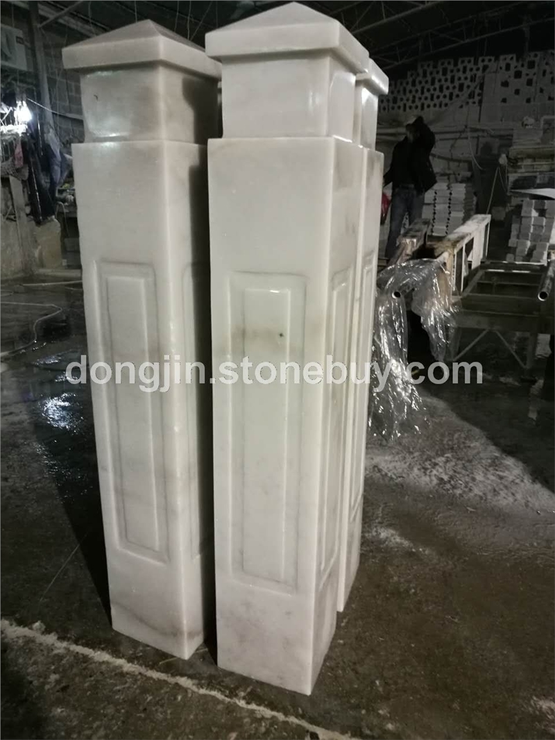 云白大理石异形栏杆圆球条石圆柱 15