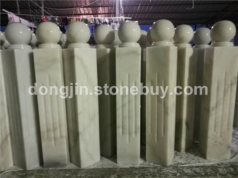 云白大理石异形栏杆圆球条石圆柱 23