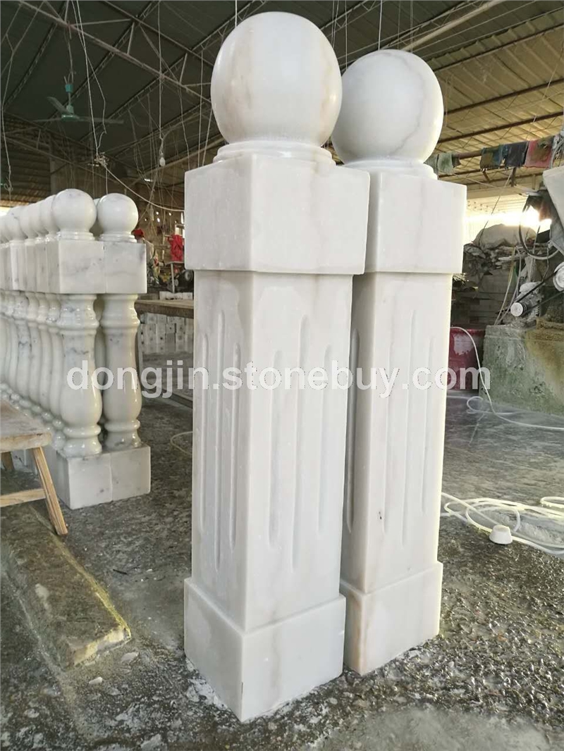 云白大理石异形栏杆圆球条石圆柱