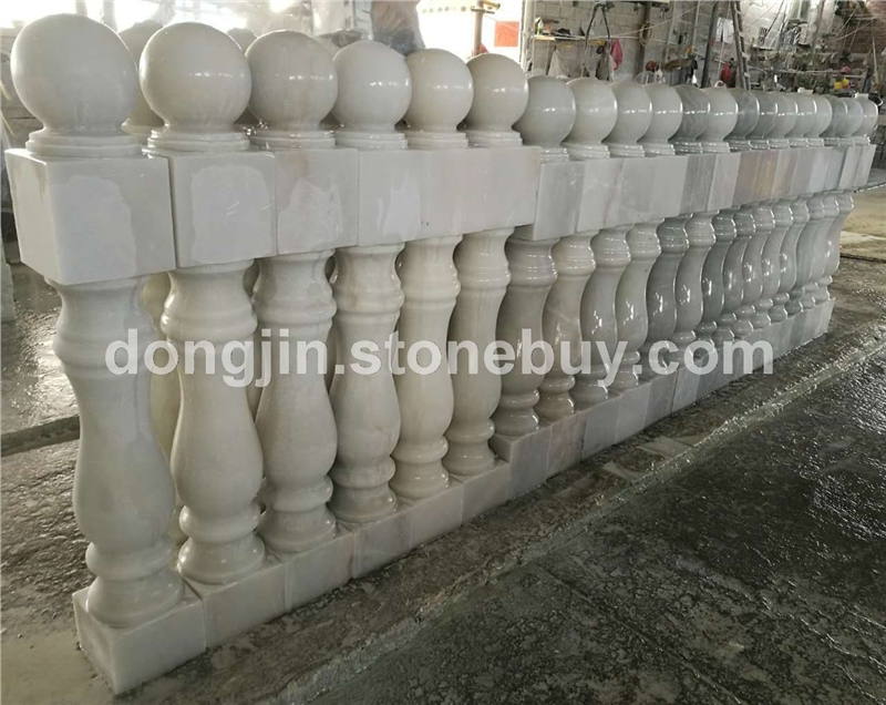 云白大理石异形栏杆圆球条石圆柱