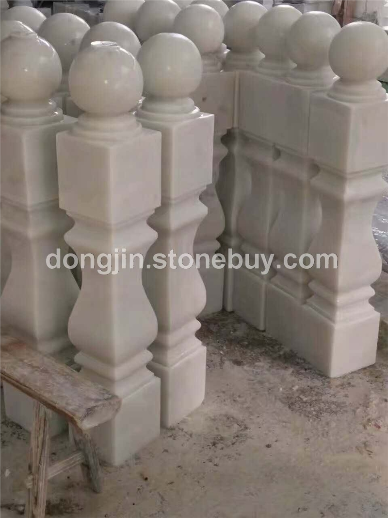 云白大理石异形栏杆圆球条石圆柱 31