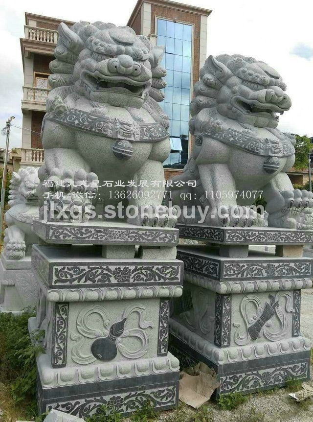 【九龙星推荐】石雕狮子定做 寺庙狮子石雕 镇宅辟邪石狮子