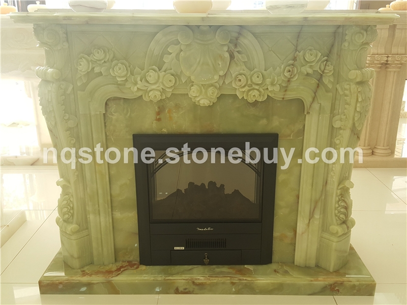 F-258特级玉石纯手工雕刻壁炉架ONYX FIREPLACE