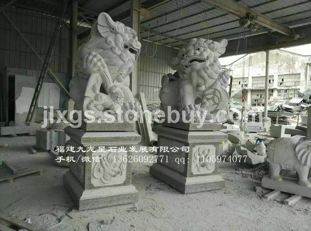 镇宅石狮子 石雕北京狮 惠安献钱师 寺庙青石狮子