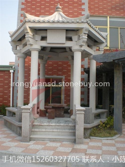 石雕仿古六角凉亭 花岗岩凉亭 单层石亭 园林景观 双层凉亭  户外石亭