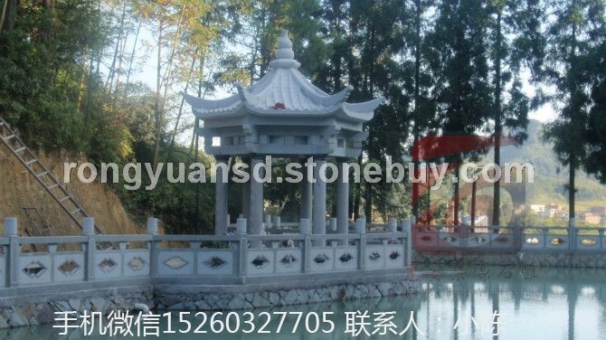 石雕仿古六角凉亭 花岗岩凉亭 单层石亭 园林景观 双层凉亭  户外石亭