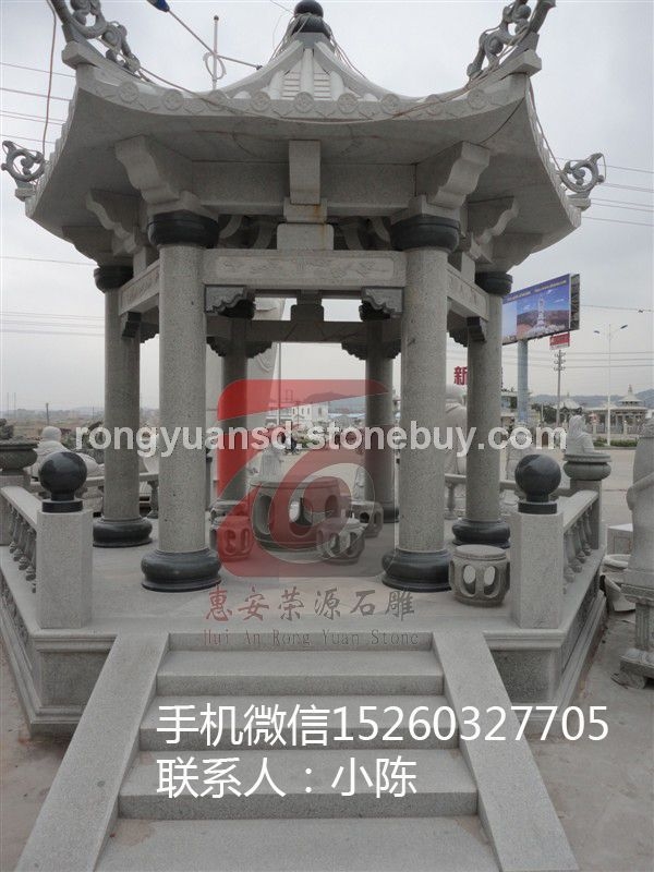 石雕仿古六角凉亭 花岗岩凉亭 单层石亭 园林景观 双层凉亭  户外石亭