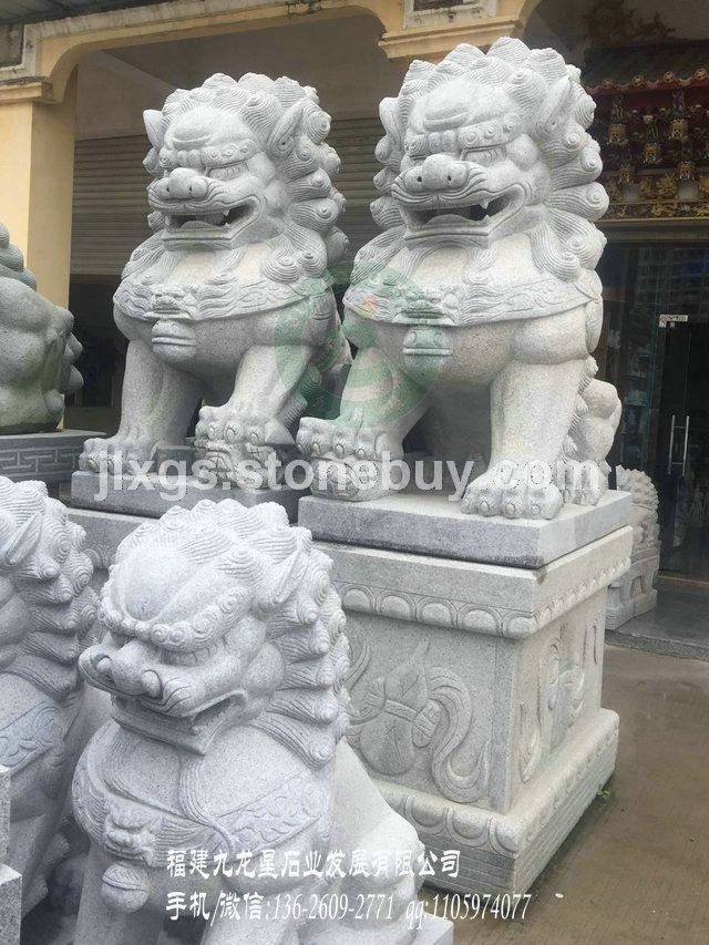 寺庙石雕狮子 石雕港币狮 花岗岩石狮子