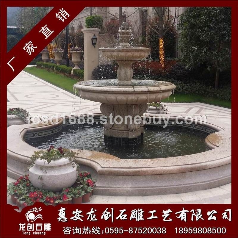 白石水缽 戶外景觀噴水池  歐式雙層水缽