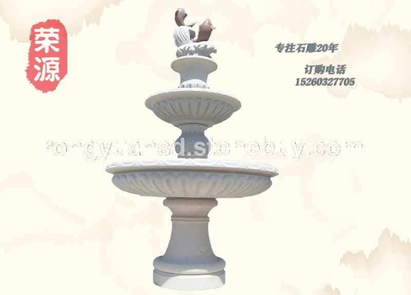 黃銹石噴泉 批發石雕噴水池園林雕刻，動物 人物石雕 噴水池 花缽欄桿 花崗巖石材雕塑