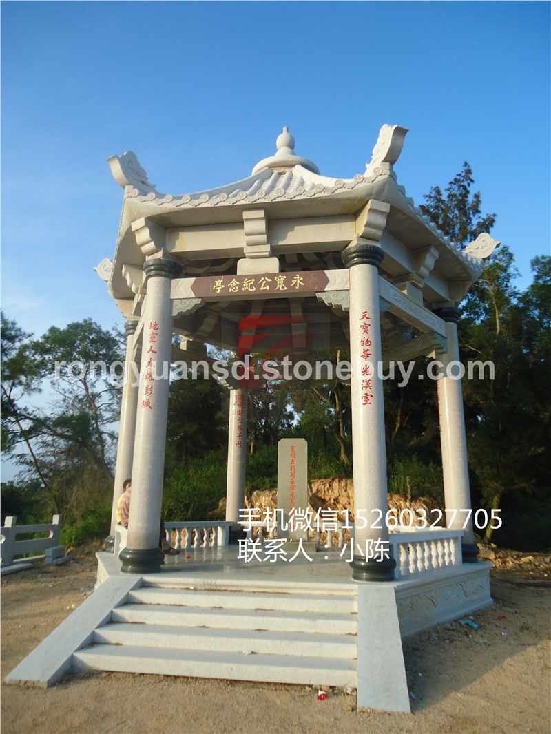 石雕仿古六角涼亭 花崗巖涼亭 單層石亭 園林景觀 雙層涼亭  戶外石亭