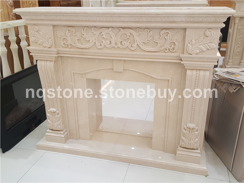 F-095特级进口白玉兰大理石雕刻壁炉Fireplace Mantel