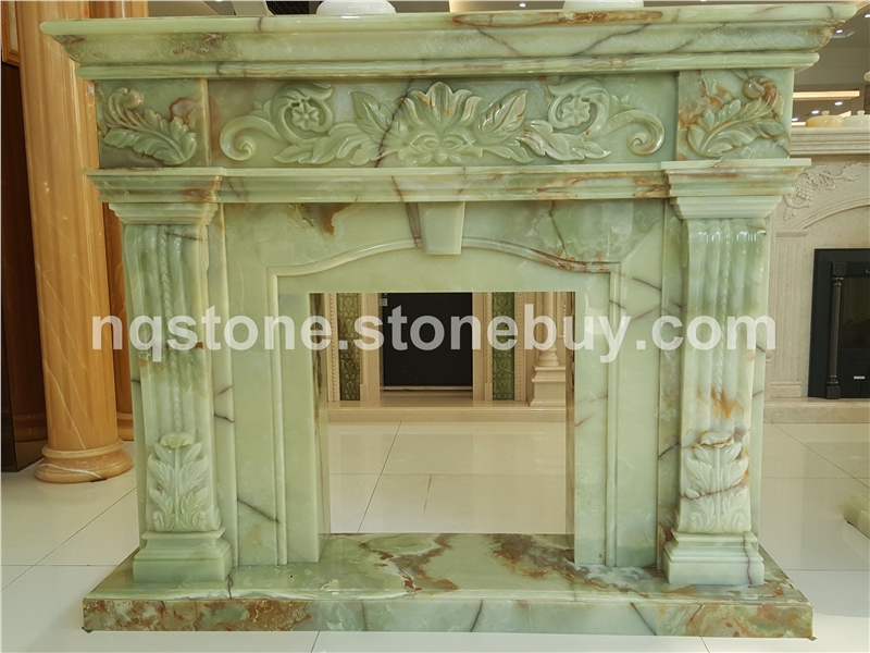 F-2000伊朗青玉石雕刻壁爐PINK ONYX FIREPLACE