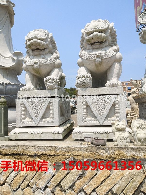 狮子雕像，动物雕像雕刻，浮雕，喷水池，栏杆石桌椅
