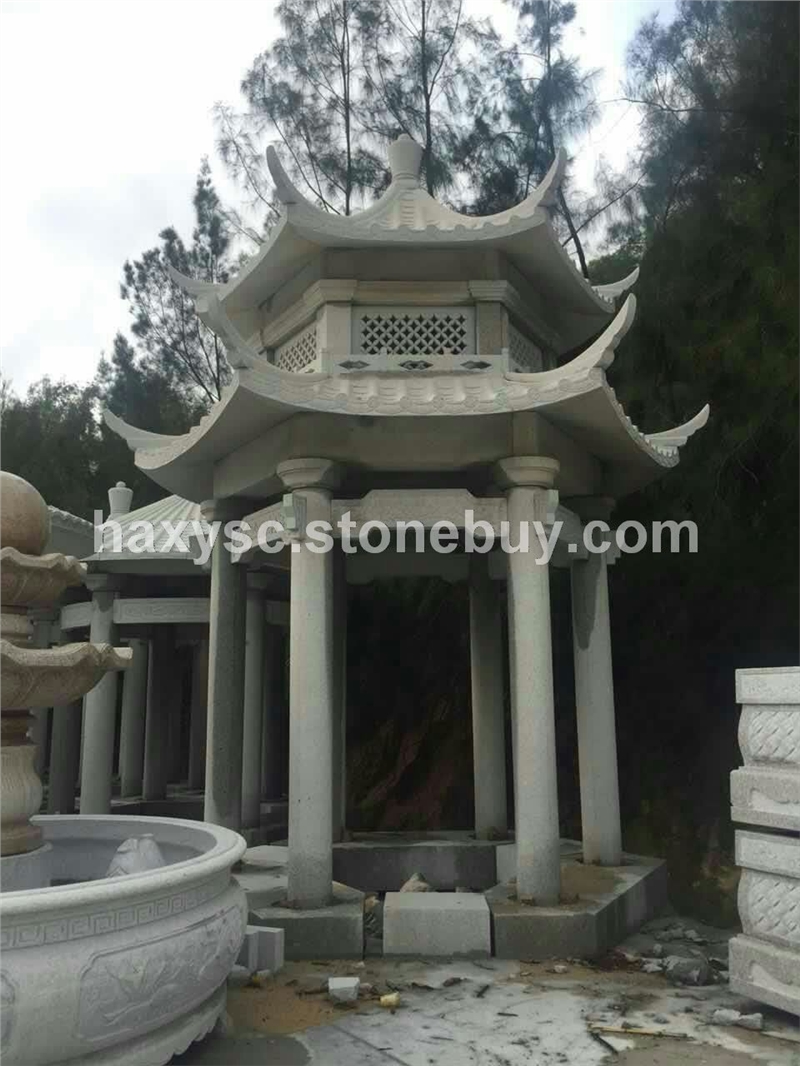 石亭子，庭院寺庙亭子，雕刻，浮雕，石桌椅