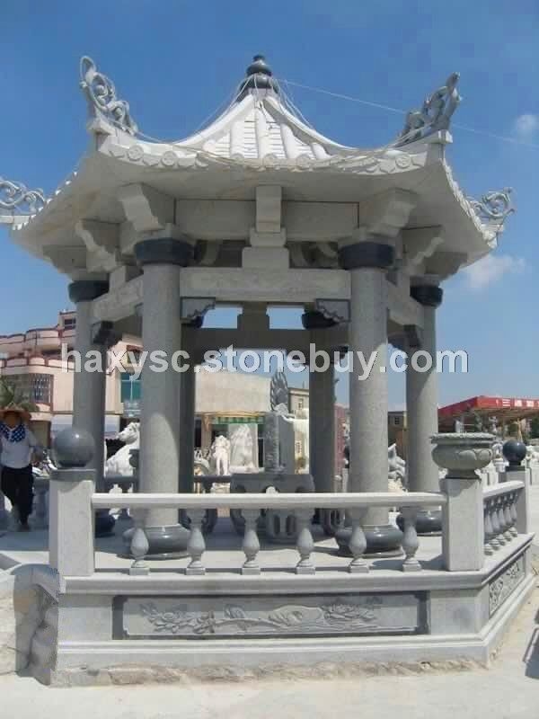 石亭子，庭院寺庙亭子，雕刻，浮雕，石桌椅