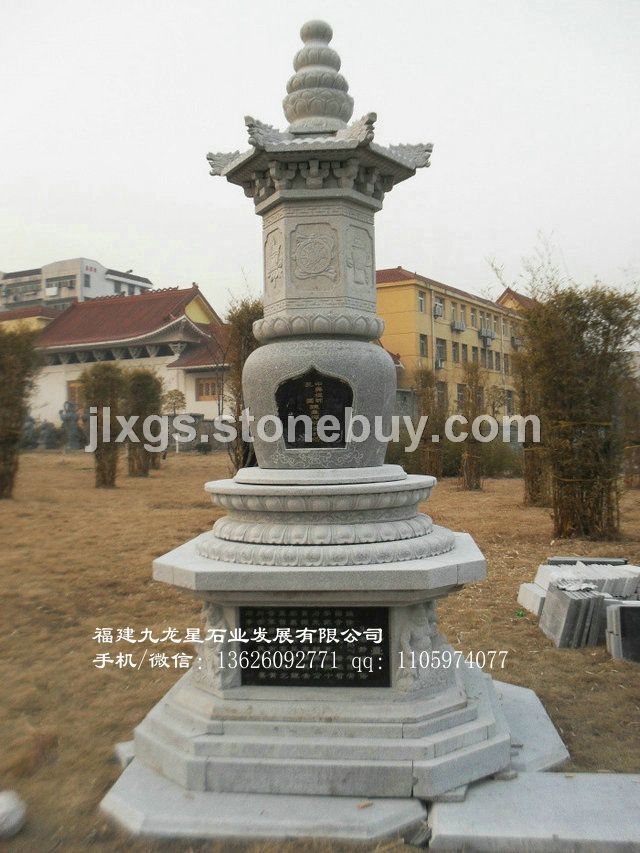 寺庙石雕佛塔 芝麻白石塔 户外大型石塔