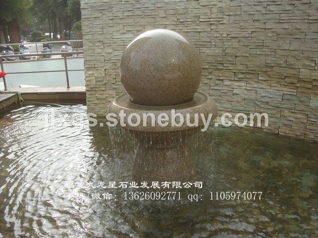 别墅风水球喷泉 印度红风水球 高档石材风水球
