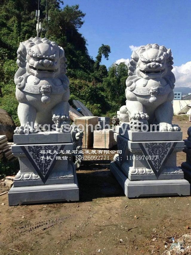 寺庙石雕狮子 户外石狮子雕塑 石材狮子厂家