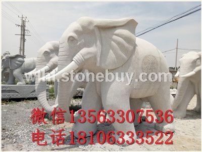 大象，小象，狮子，石材雕刻