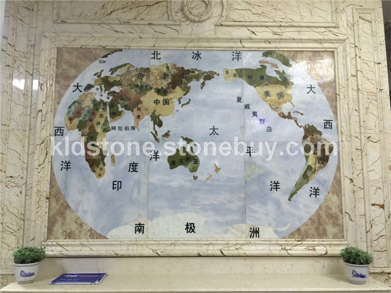 世界地图水刀拼花，水刀马赛克，数控雕刻，