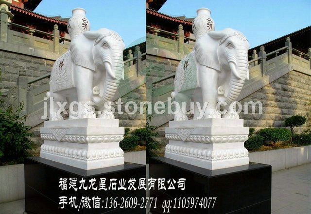 石雕六牙大象 大象石雕现货 泉州石雕大象厂