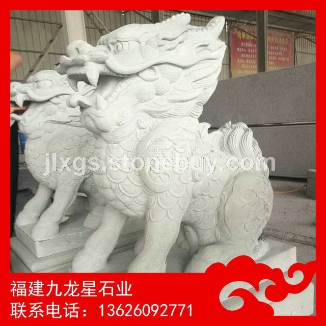 门前石麒麟 青石麒麟定制 现货石雕麒麟