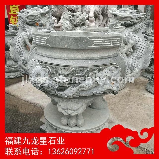 寺庙拜佛石雕香炉 龙纹石灰香炉 厂家供应