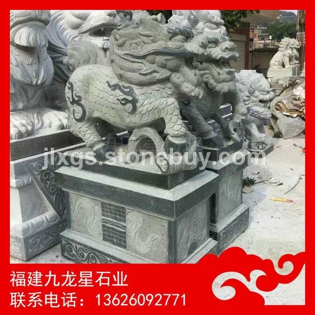 石雕麒麟加工厂 石雕小麒麟一对价格 惠安石雕