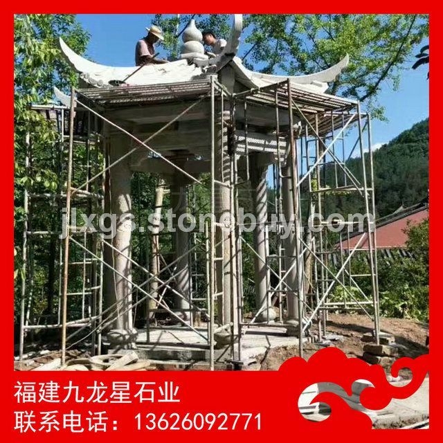 大型石亭子 八角石亭子 寺院石凉亭