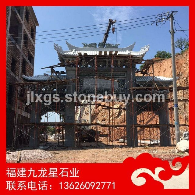 大型石牌坊定做 景区入口石牌坊 芝麻白石牌坊