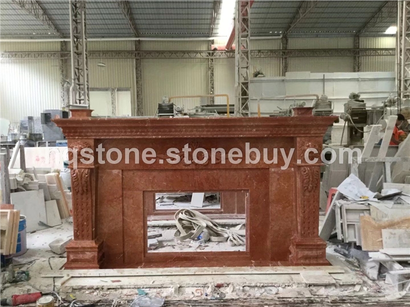 F-011西班牙珊瑚紅大理石壁爐Fireplace Mantel