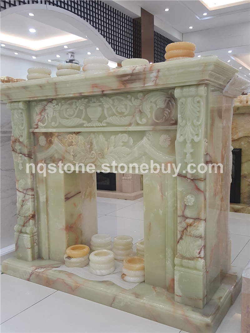 F-151巴基斯坦进口青玉雕刻壁炉MANTEL