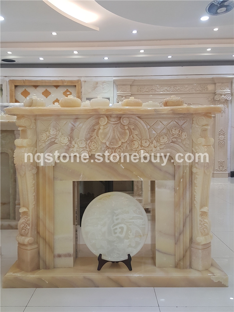 F-113蜜桃玉石壁爐架出口美國壁爐架fireplace mantels