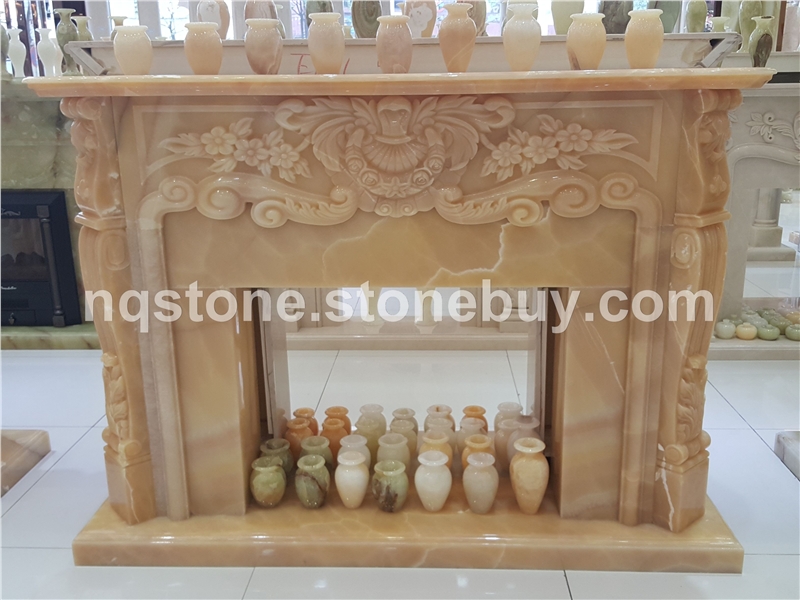 F-032桔子玉石歐式古典風(fēng)格壁爐架Fireplace Mantel）