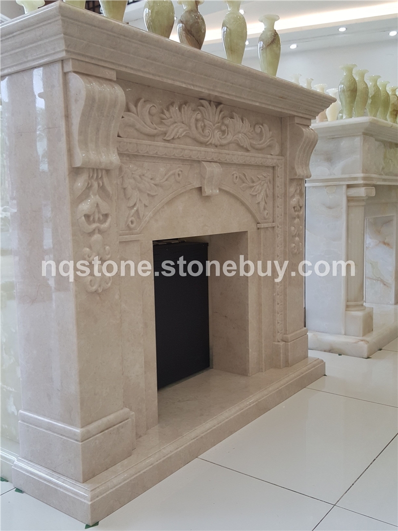F-045奥特曼雕刻大理石壁炉架Fireplace Mantel